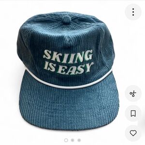Skiing is easy blue corduroy snapback hat